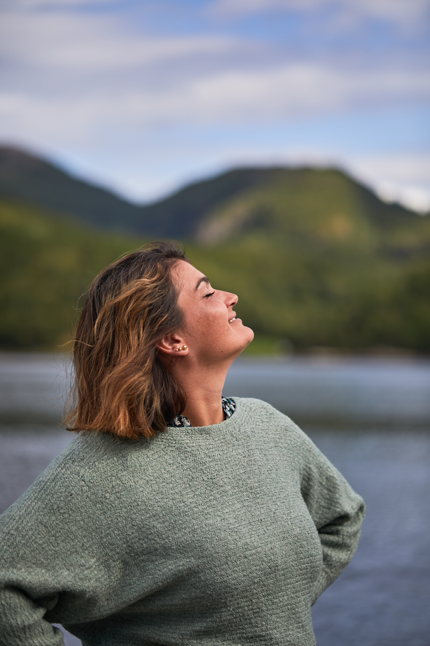 A cheerful woman.jpg<br />
Cheerful man enjoying on the beach